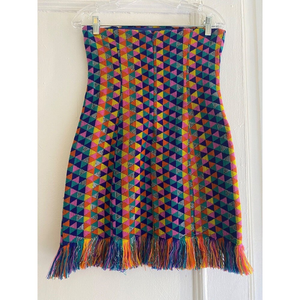 House of Harlow 1960 x Revolve Amelia Strapless Mini Dress Sz S Colorful Fringe - Picture 7 of 12